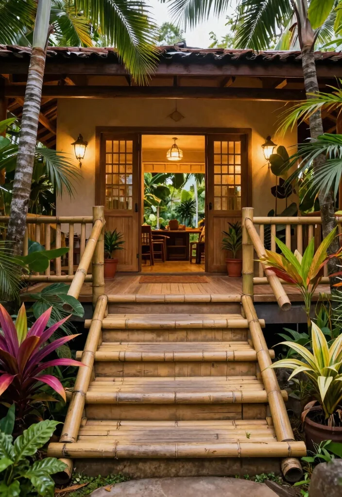 16 Front Porch Steps Ideas That Boost Curb Appeal 53 16 Front Porch Steps Ideas That Boost Curb Appeal - 13. Natural Bamboo Steps 1