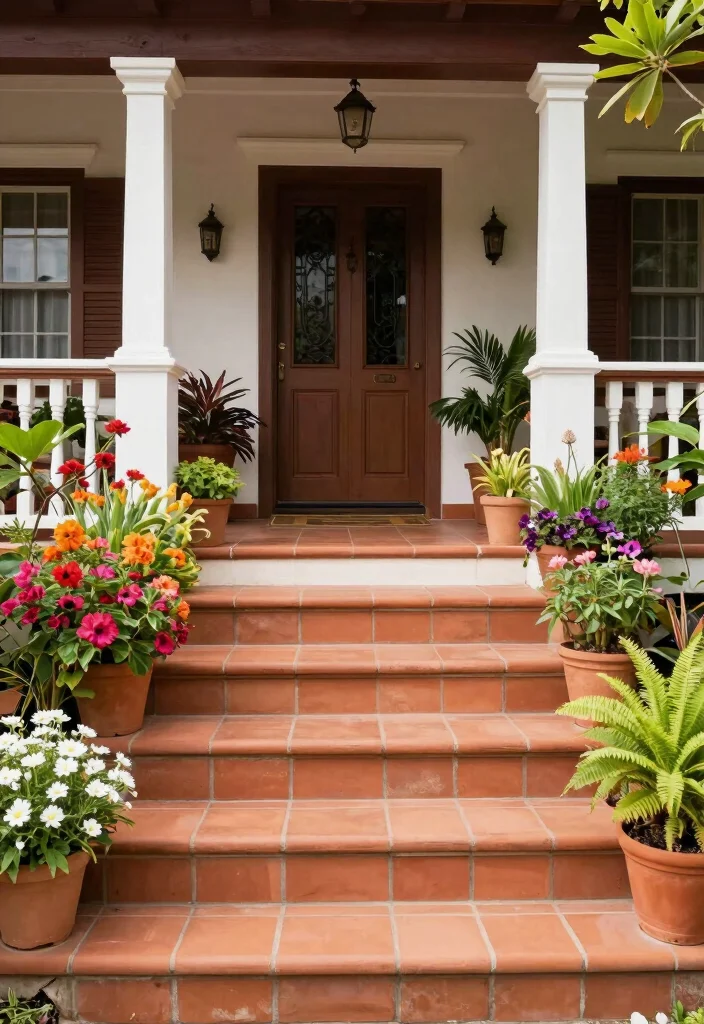 16 Front Porch Steps Ideas That Boost Curb Appeal 64 16 Front Porch Steps Ideas That Boost Curb Appeal - 14. Terracotta Steps 1