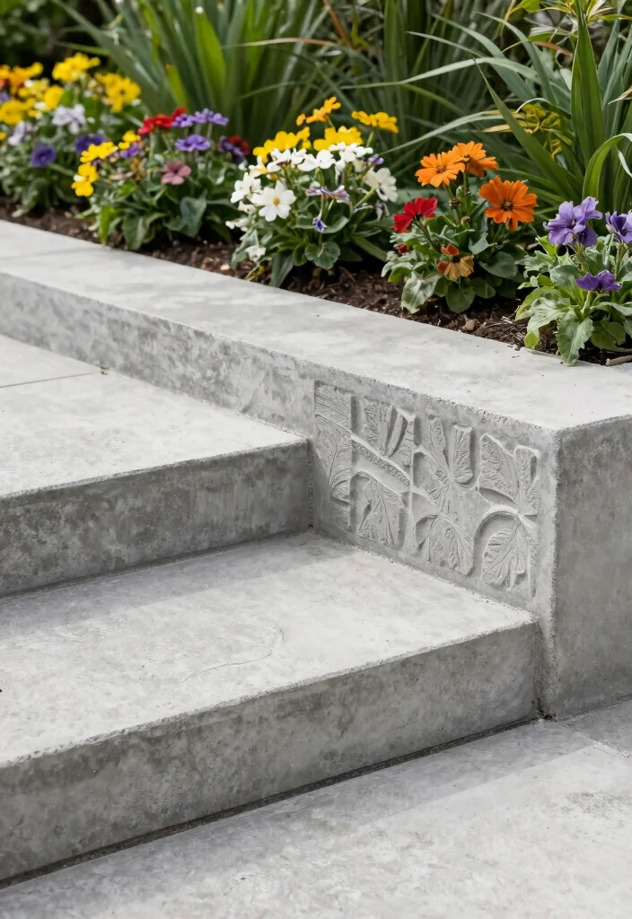 16 Front Porch Steps Ideas That Boost Curb Appeal 3 16 Front Porch Steps Ideas That Boost Curb Appeal - 3. Concrete with a Twist 1