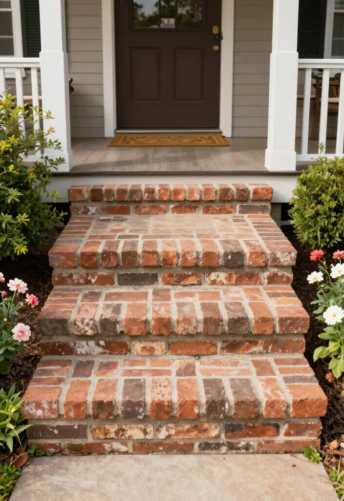 16 Front Porch Steps Ideas That Boost Curb Appeal 28 16 Front Porch Steps Ideas That Boost Curb Appeal - 8. Rustic Brick Steps 1