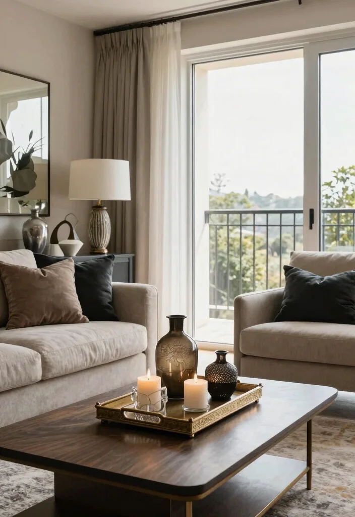 16 Living Room With Balcony Door Ideas That Brighten Your Space - 14. Stylish Accessories 1