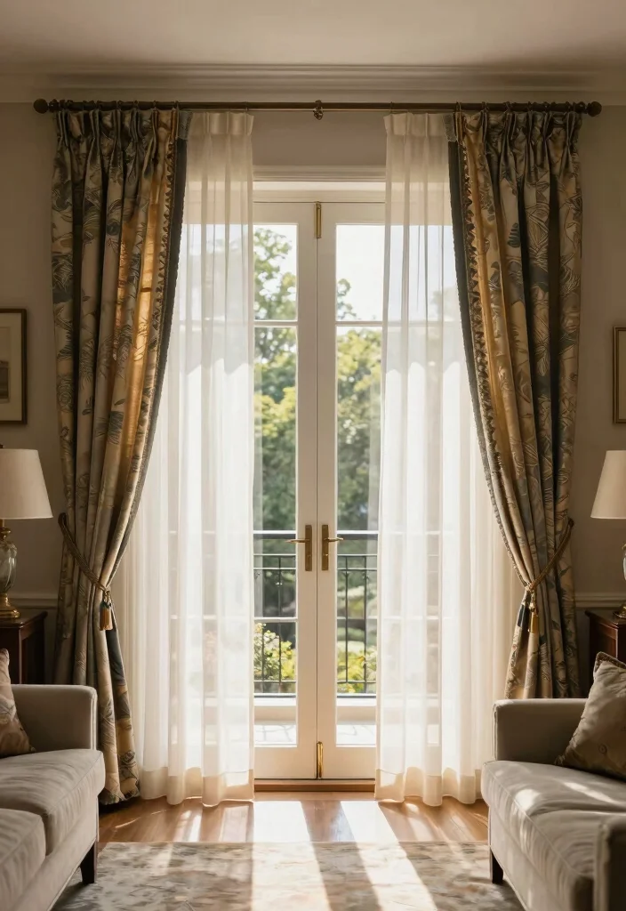 16 Living Room With Balcony Door Ideas That Brighten Your Space - 8. Stylish Window Treatments 1