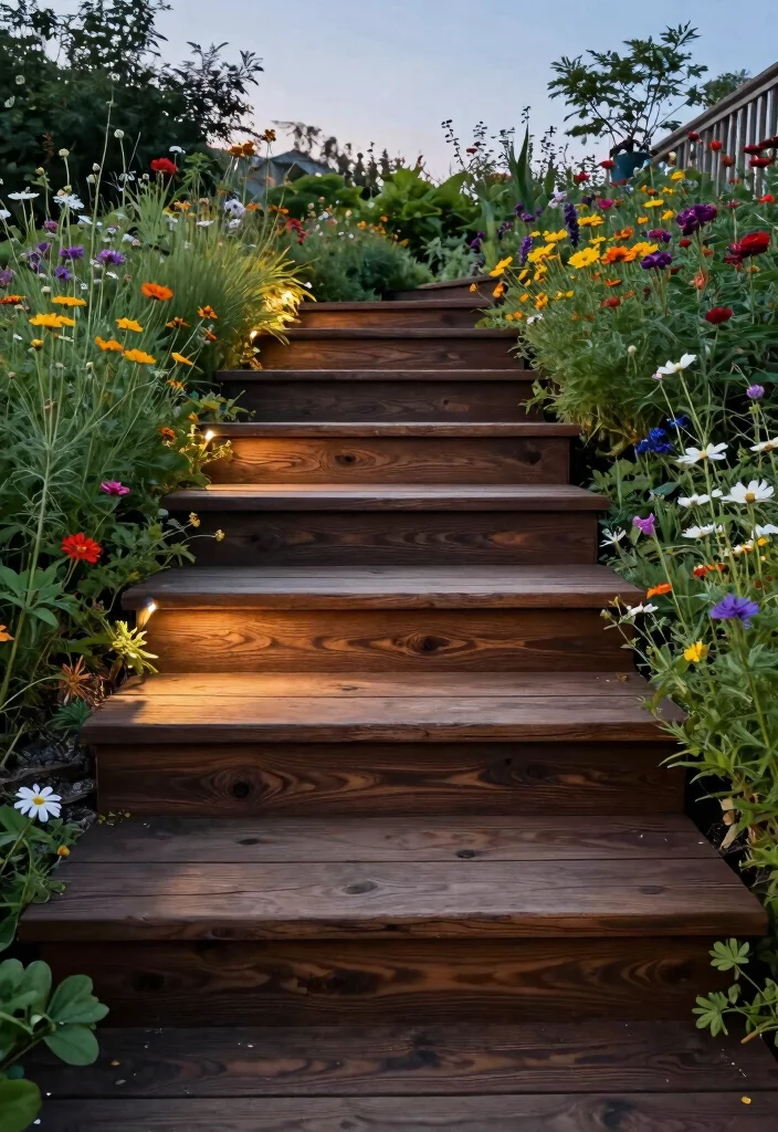 16 Patio Steps Ideas That Elevate Your Outdoor Design - 1. Reclaimed Wood Steps 1