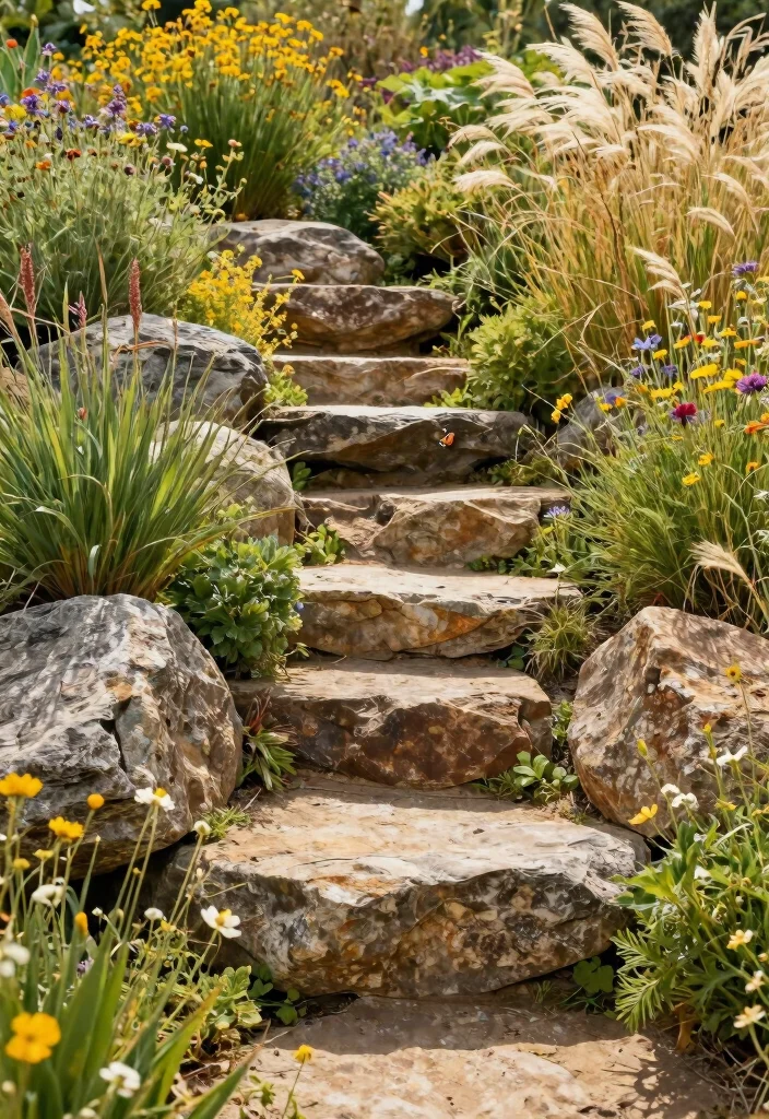 16 Patio Steps Ideas That Elevate Your Outdoor Design - 4. Natural Boulders 1