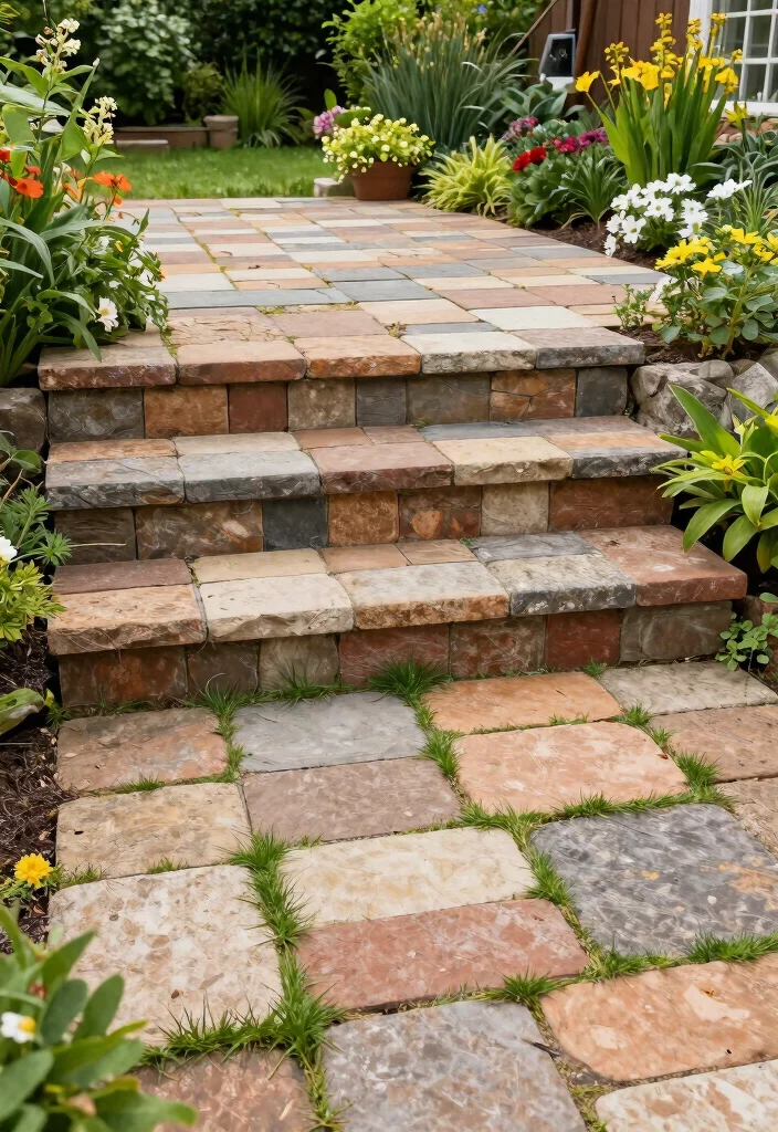 16 Patio Steps Ideas That Elevate Your Outdoor Design - 5. Eco-Friendly Pavers 1