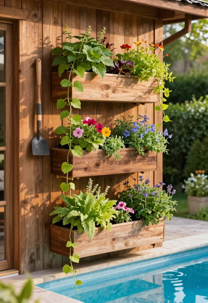 16 Poolside Planter Ideas That Add Lush Vibes - 1. Vertical Garden Planters 1