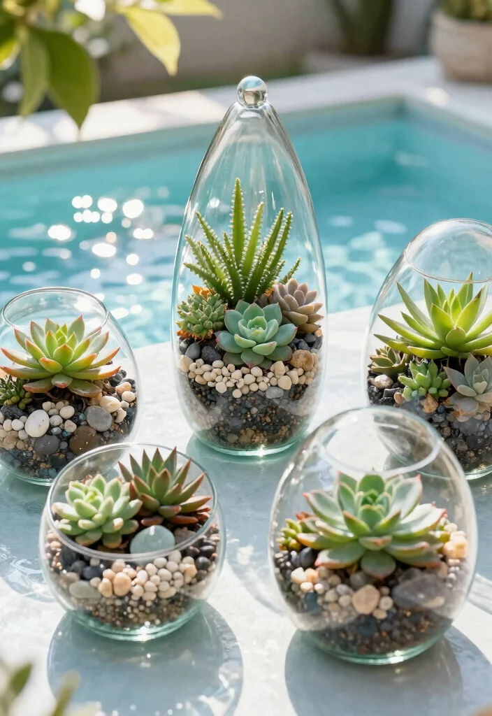 16 Poolside Planter Ideas That Add Lush Vibes - 13. Glass or Terrarium Planters 1