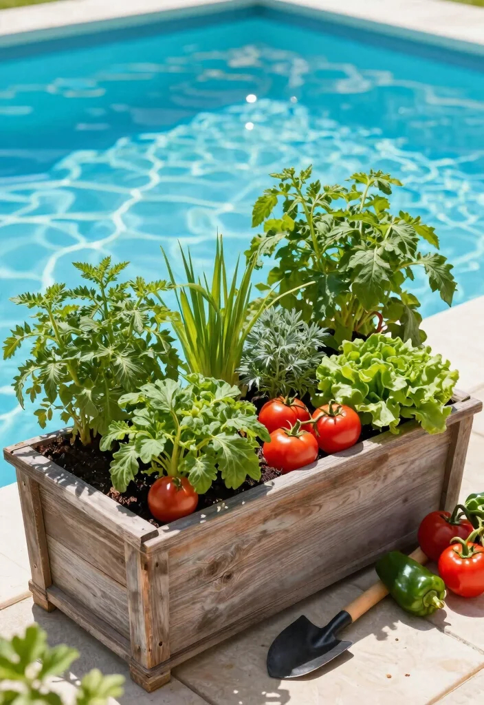 16 Poolside Planter Ideas That Add Lush Vibes - 15. Herb and Vegetable Planters 1