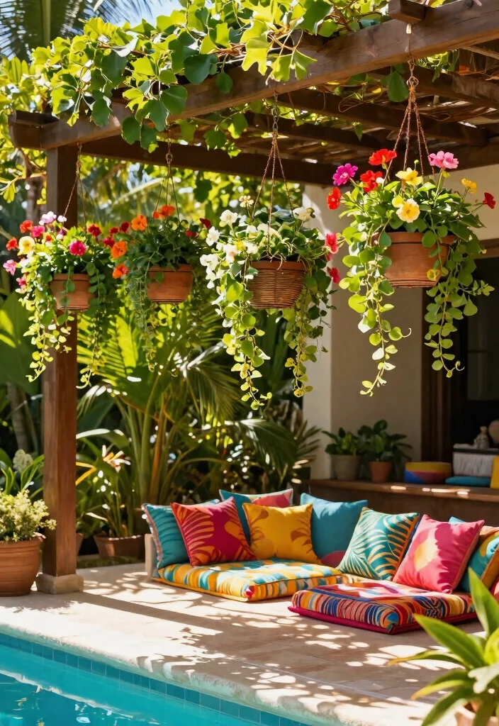 16 Poolside Planter Ideas That Add Lush Vibes - 4. Hanging Planters 1