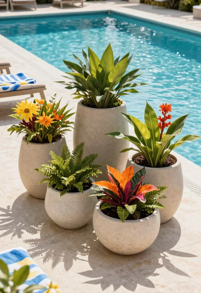 16 Poolside Planter Ideas That Add Lush Vibes - 6. Eco-Friendly Composite Planters 1