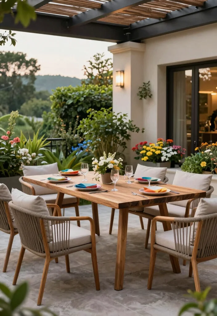 16 Terrace Furniture Ideas for a Chic Outdoor Lounge 66 16 Terrace Furniture Ideas for a Chic Outdoor Lounge - 16. Chic Outdoor Dining Set 1