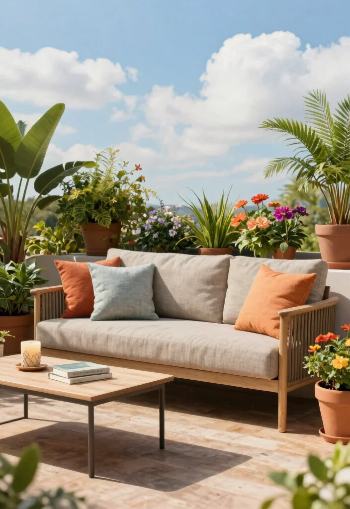 16 Terrace Furniture Ideas for a Chic Outdoor Lounge 36 16 Terrace Furniture Ideas for a Chic Outdoor Lounge - 6. Eco-Conscious Fabric Sofas 1