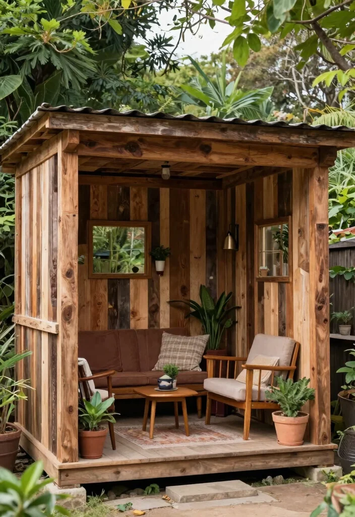 17 Backyard Covered Patio Ideas for Stylish Shade - 13. Reclaimed Wood Shelter 1