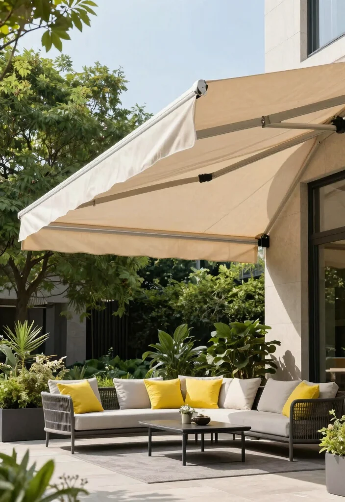 17 Backyard Covered Patio Ideas for Stylish Shade - 7. Retractable Awning 1