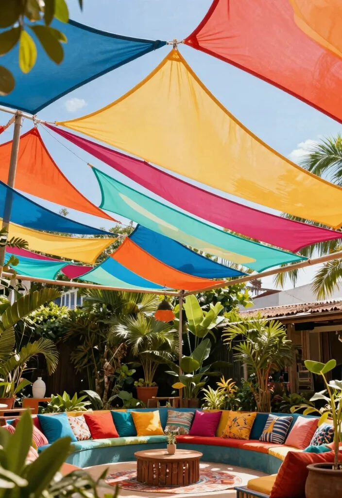 17 Backyard Covered Patio Ideas for Stylish Shade - 8. Vintage Sail Shade 1