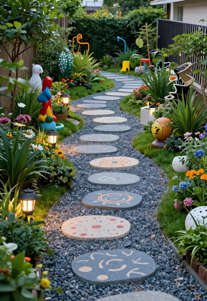 17 Big Terrace Ideas That Make a Statement - 16. Artistic Garden Pathways 1