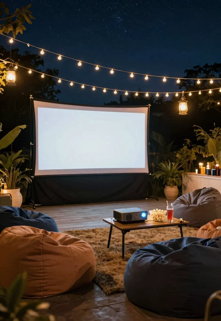 17 Big Terrace Ideas That Make a Statement - 7. Outdoor Movie Night Setup 1
