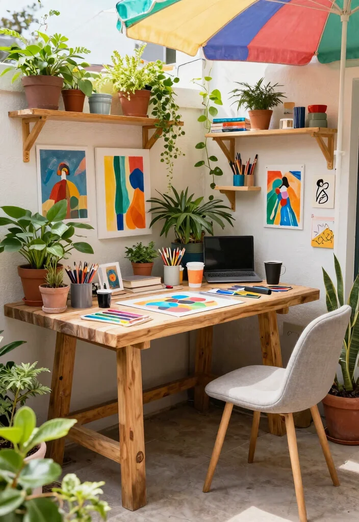 17 Big Terrace Ideas That Make a Statement - 8. Artistic Outdoor Workspace 1