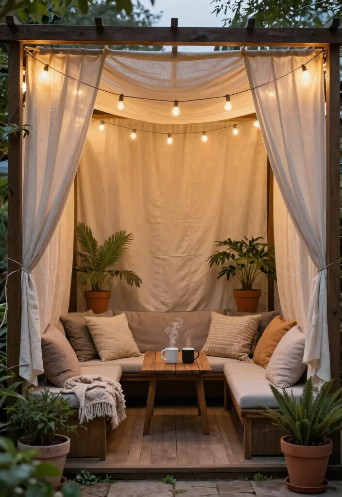 17 Enclosed Pergola Ideas for Year Round Comfort 1 17 Enclosed Pergola Ideas for Year Round Comfort - 1. Cozy Retreat with Draped Fabrics 1