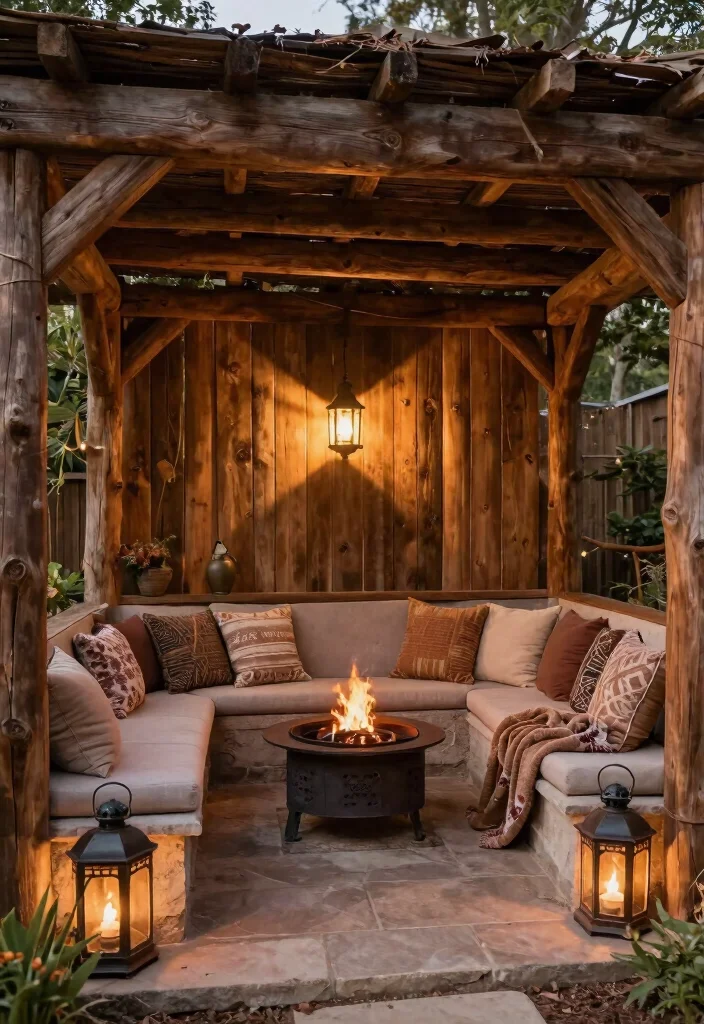 17 Enclosed Pergola Ideas for Year Round Comfort 14 17 Enclosed Pergola Ideas for Year Round Comfort - 4. Rustic Charm with Wood Elements 1
