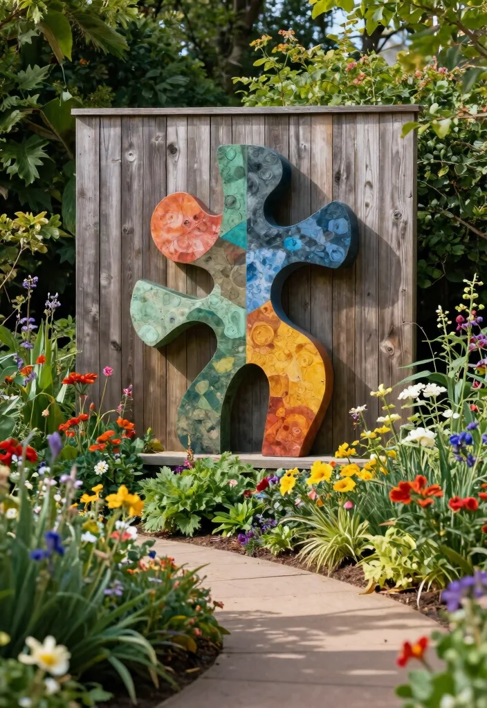 17 Fence Landscaping Ideas That Soften & Style Your Yard - 11. Fence Art & Sculpture 1