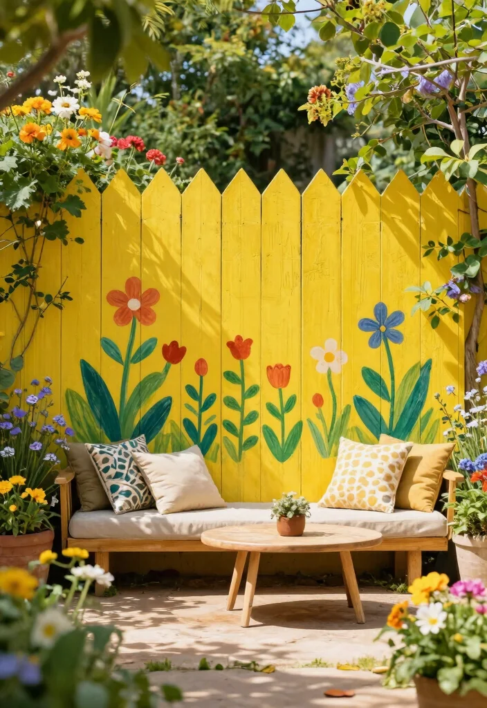 17 Fence Landscaping Ideas That Soften & Style Your Yard - 4. Colorful Fence Paint 1