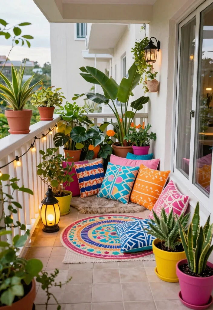 17 Ideas for Small Balcony Spaces That Feel Bigger 30 17 Ideas for Small Balcony Spaces That Feel Bigger - 10. Colorful Accessories 1