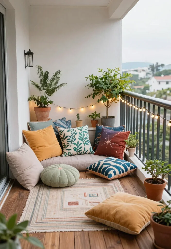 17 Ideas for Small Balcony Spaces That Feel Bigger - 7. Outdoor Cushions 1