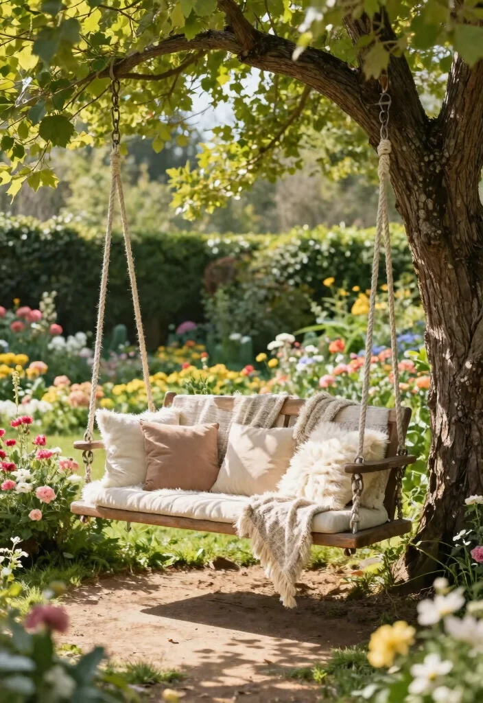 17 Outdoor Seating Ideas for Stylish Relaxing Spaces - 10. Garden Swing Bench 1
