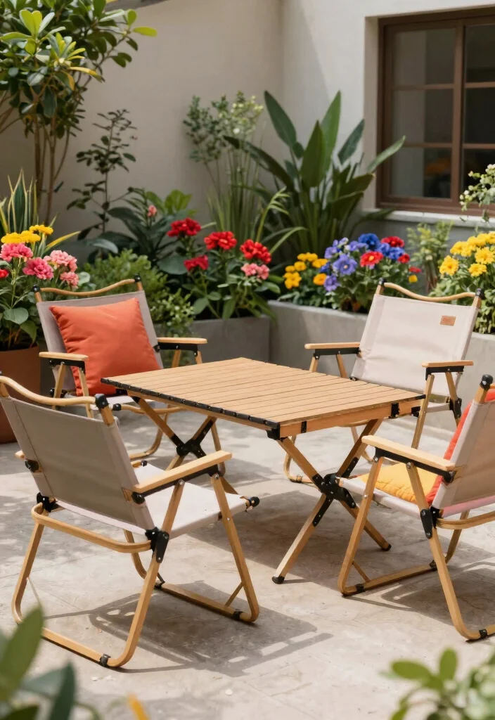 17 Outdoor Seating Ideas for Stylish Relaxing Spaces - 17. Folding Chairs for Versatility 1