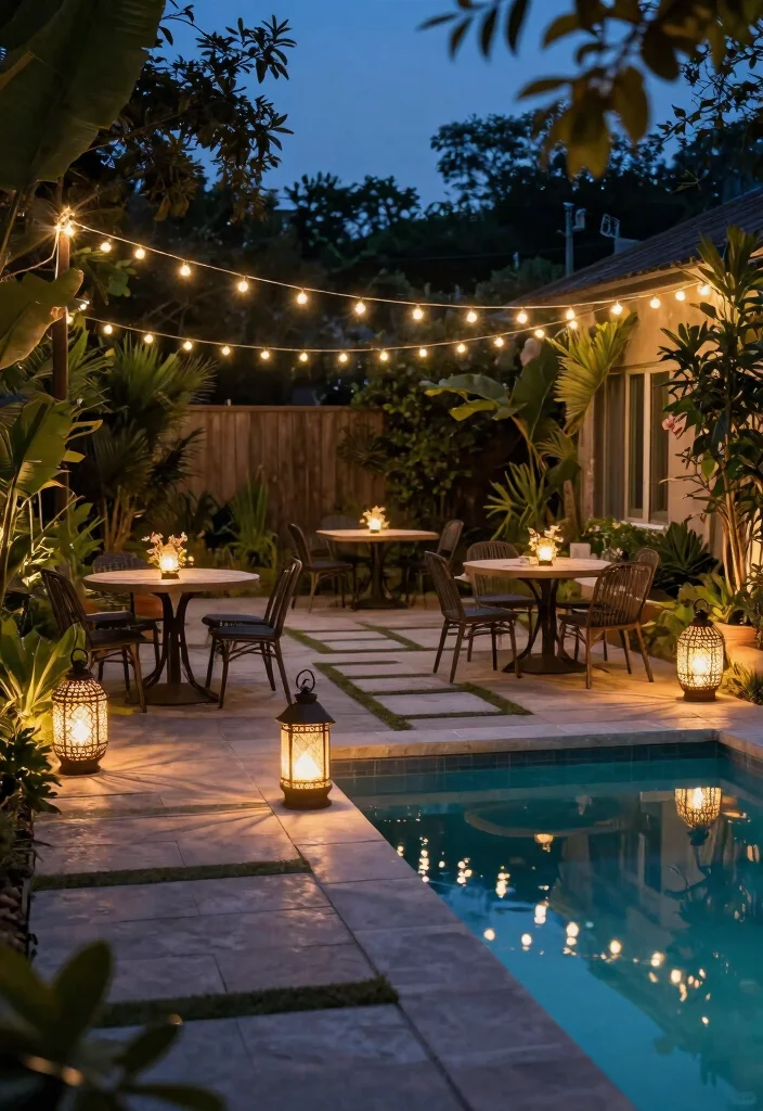 18 Backyard Pool and Patio Ideas for a Resort Style Escape 55 18 Backyard Pool and Patio Ideas for a Resort Style Escape - 15. Stylish Outdoor Lighting 1