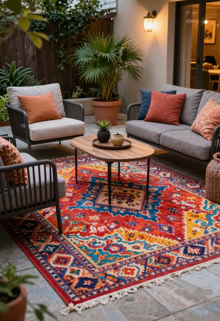 18 Backyard Pool and Patio Ideas for a Resort Style Escape 67 18 Backyard Pool and Patio Ideas for a Resort Style Escape - 17. Textured Outdoor Rugs 1