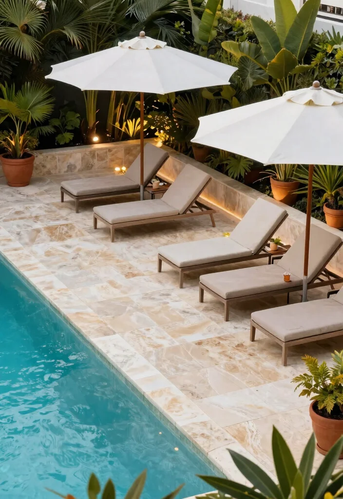 18 Backyard Pool and Patio Ideas for a Resort Style Escape 26 18 Backyard Pool and Patio Ideas for a Resort Style Escape - 6. Elegant Pool Decking 1
