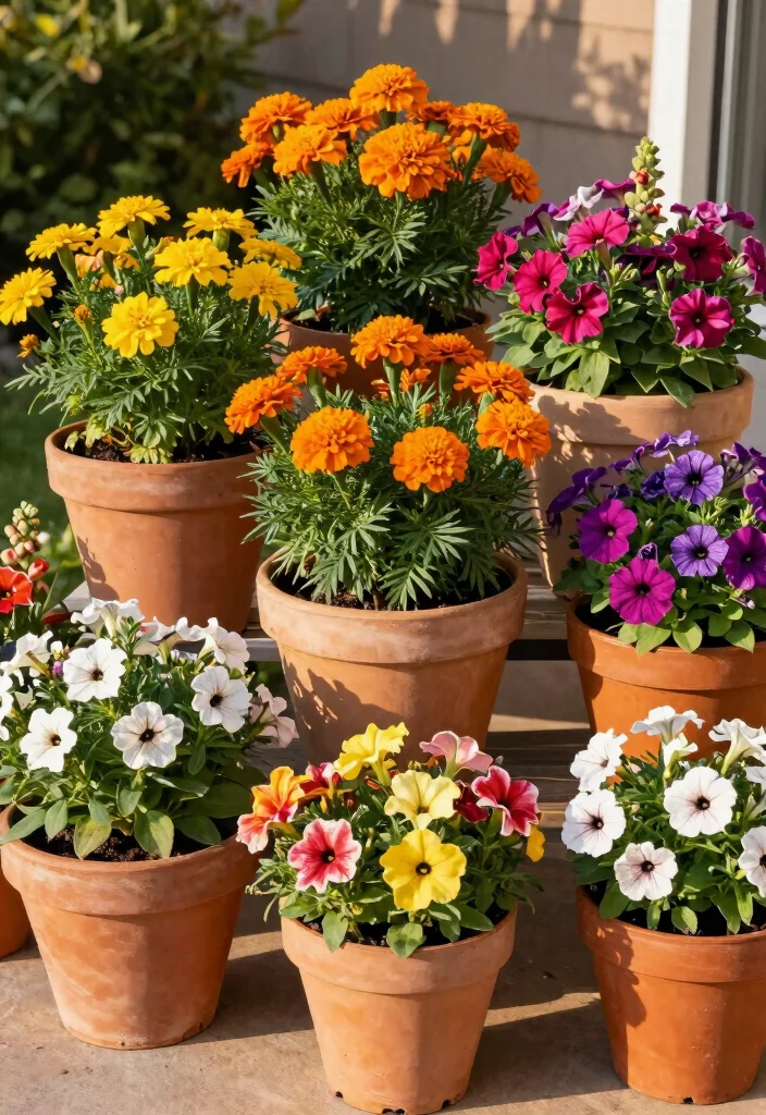 18 Container Flower Garden Ideas That Bloom Beautifully 41 18 Container Flower Garden Ideas That Bloom Beautifully - 11. Grouped Pot Arrangements 1