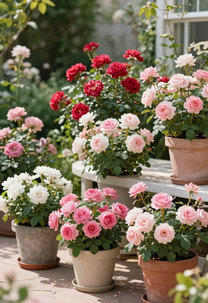 18 Container Flower Garden Ideas That Bloom Beautifully 55 18 Container Flower Garden Ideas That Bloom Beautifully - 15. Compact Rose Gardens 1
