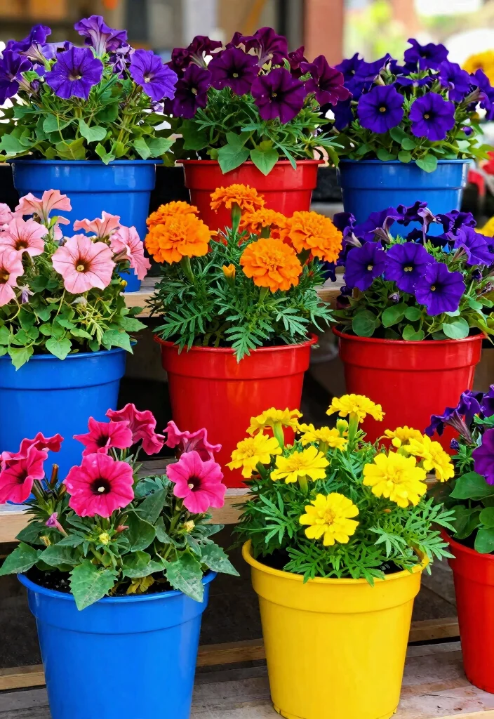 18 Container Flower Garden Ideas That Bloom Beautifully 67 18 Container Flower Garden Ideas That Bloom Beautifully - 17. Color Block Containers 1