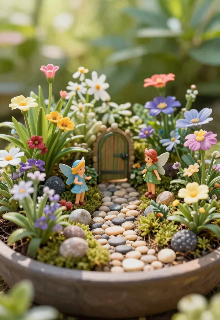 18 Container Flower Garden Ideas That Bloom Beautifully 17 18 Container Flower Garden Ideas That Bloom Beautifully - 7. Whimsical Fairy Gardens 1