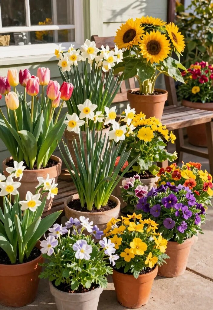 18 Container Flower Garden Ideas That Bloom Beautifully 18 18 Container Flower Garden Ideas That Bloom Beautifully - 8. Seasonal Bouquets in Pots 1