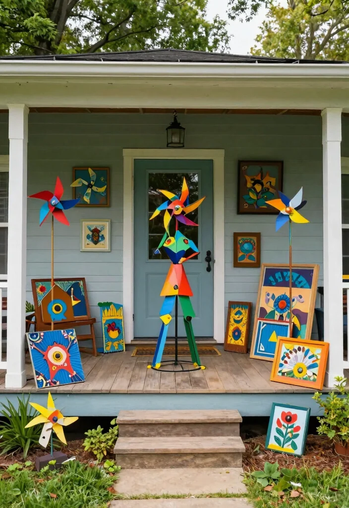 18 Cozy Front Porch 2026 Trending Ideas That Feel Warm & Welcoming - 13. Outdoor Art Installations 1