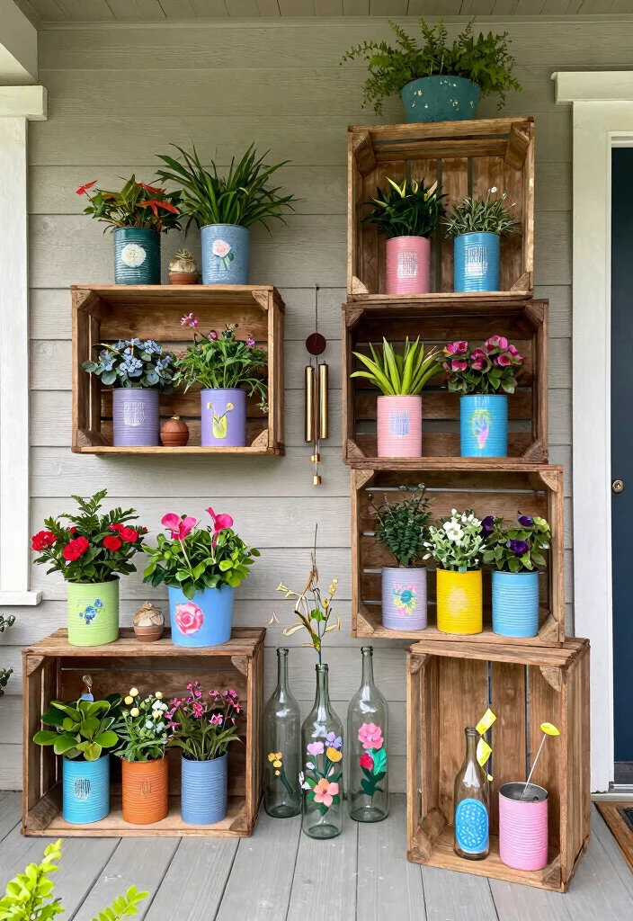 18 Cozy Front Porch 2026 Trending Ideas That Feel Warm & Welcoming - 7. Upcycled Garden Decor 1