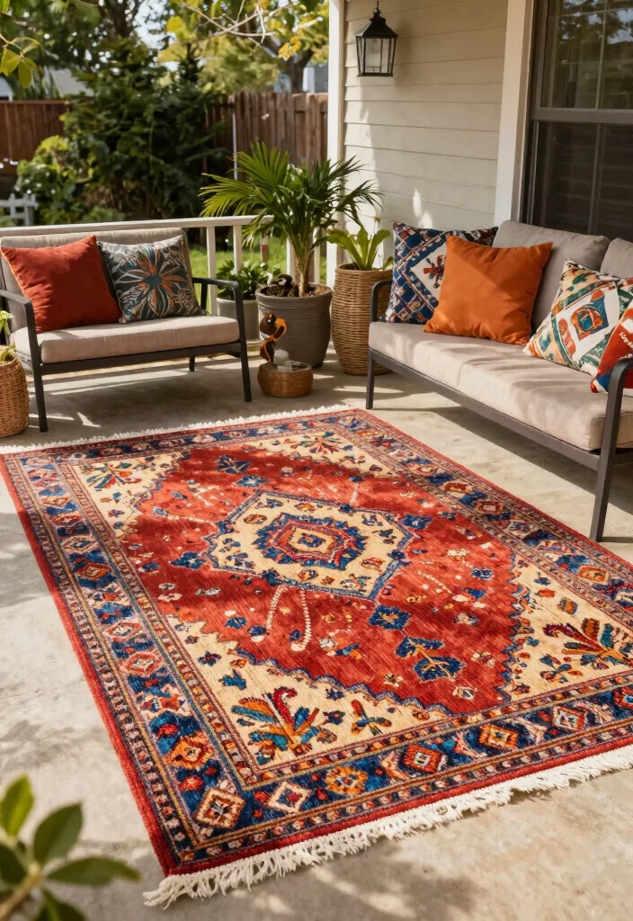 18 Cozy Front Porch 2026 Trending Ideas That Feel Warm & Welcoming - 8. Comfortable Outdoor Rugs 1