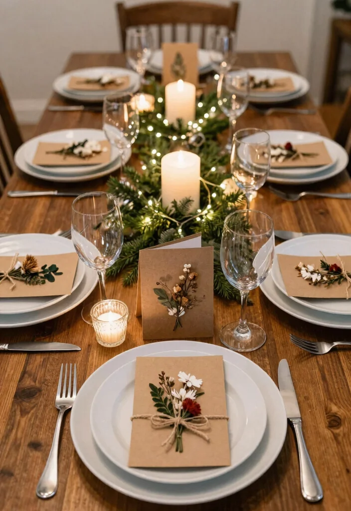 18 Farmhouse Christmas Decor Ideas That Feel Magical - 15. Handmade Holiday Cards as Table Decor 1