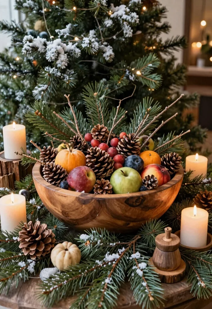 18 Farmhouse Christmas Decor Ideas That Feel Magical - 16. Natural Elements in Holiday Displays 1