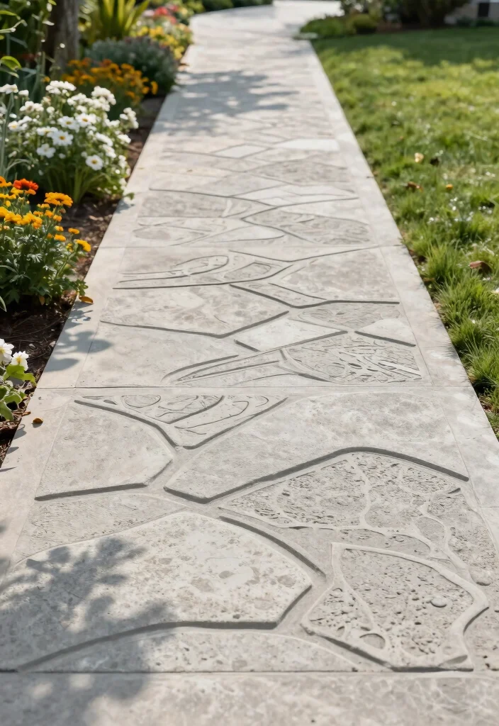 18 Front Walkway 2026 Trending Ideas That Instantly Elevate Your Entrance - 10. Artistic Concrete Designs 1