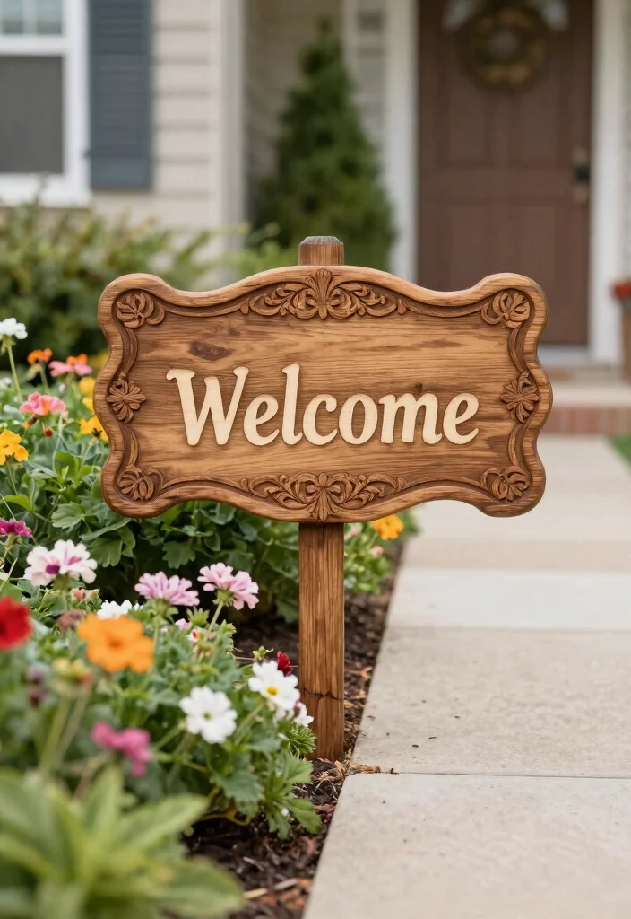 18 Front Walkway 2026 Trending Ideas That Instantly Elevate Your Entrance - 12. Artistic Signage 1