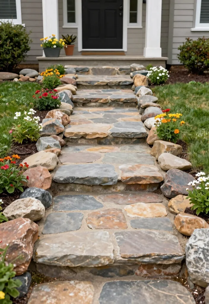 18 Front Walkway 2026 Trending Ideas That Instantly Elevate Your Entrance - 6. Natural Stone Borders 1