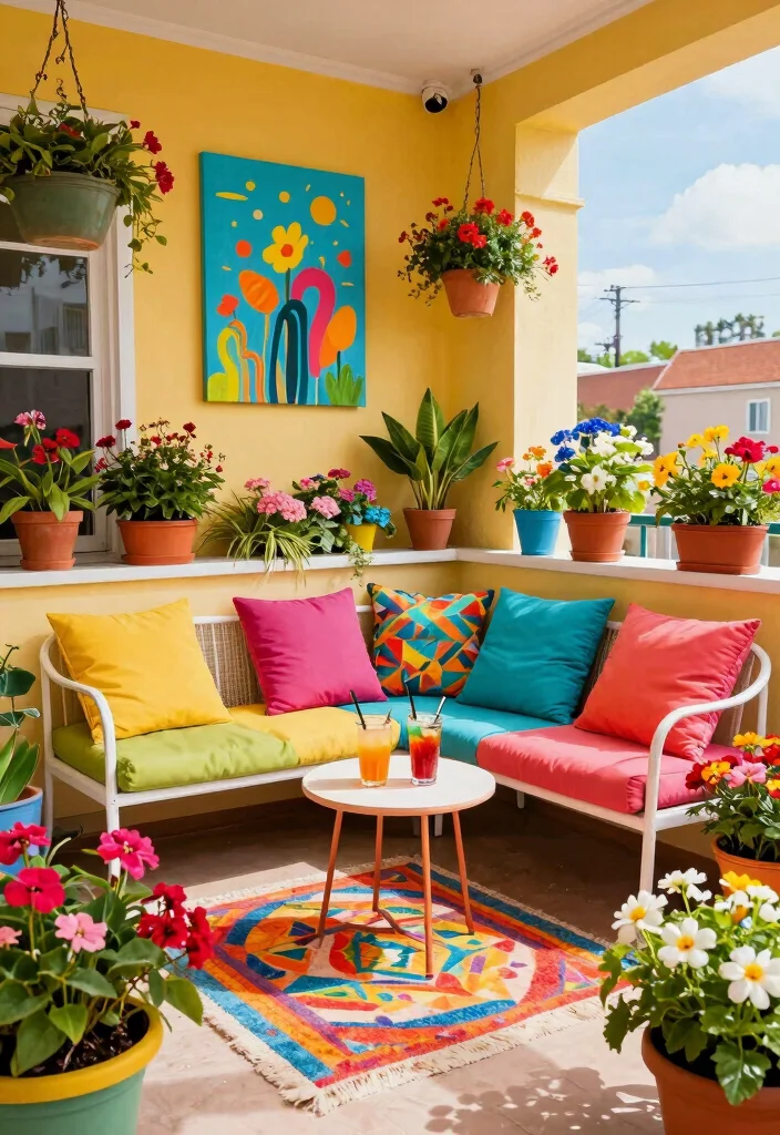 18 House Balcony Design Ideas That Elevate Your Exterior 26 18 House Balcony Design Ideas That Elevate Your Exterior - 6. Colorful Outdoor Oasis 1